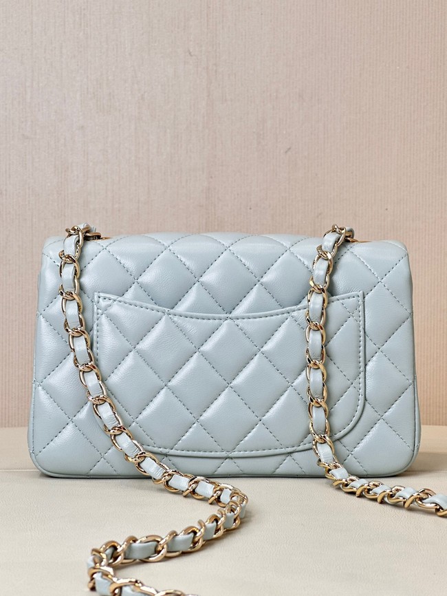 Chanel MINI CLASSIC HANDBAG Lambskin & Gold-Tone Metal A69900 light blue