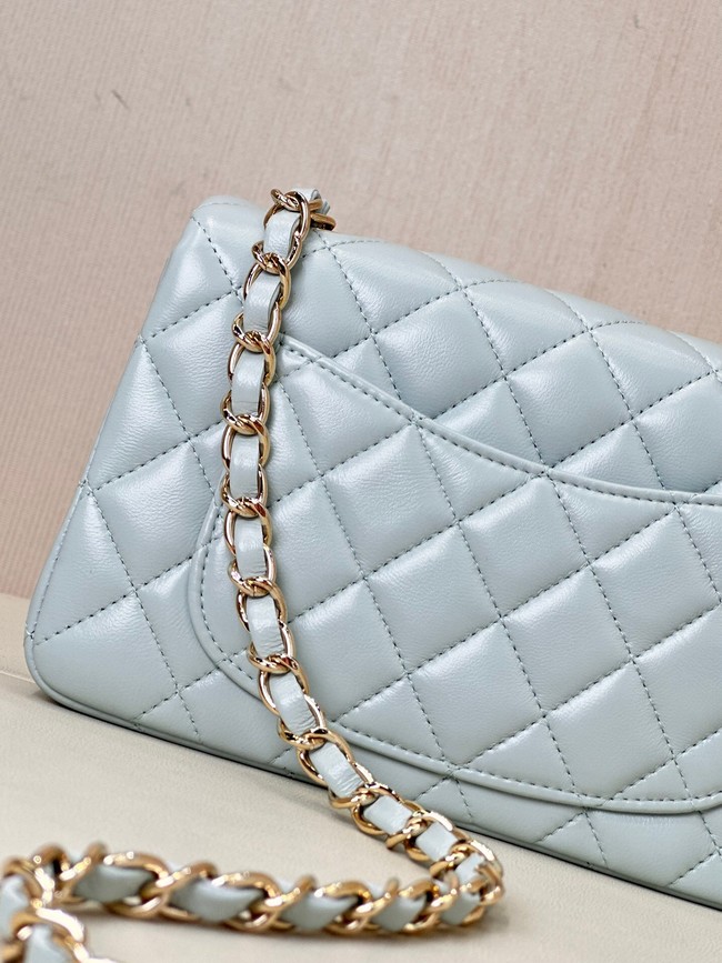 Chanel MINI CLASSIC HANDBAG Lambskin & Gold-Tone Metal A69900 light blue