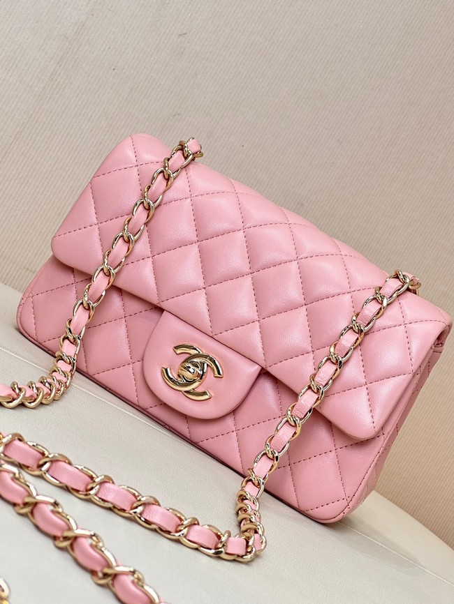 Chanel MINI CLASSIC HANDBAG Lambskin & Gold-Tone Metal A69900 pink