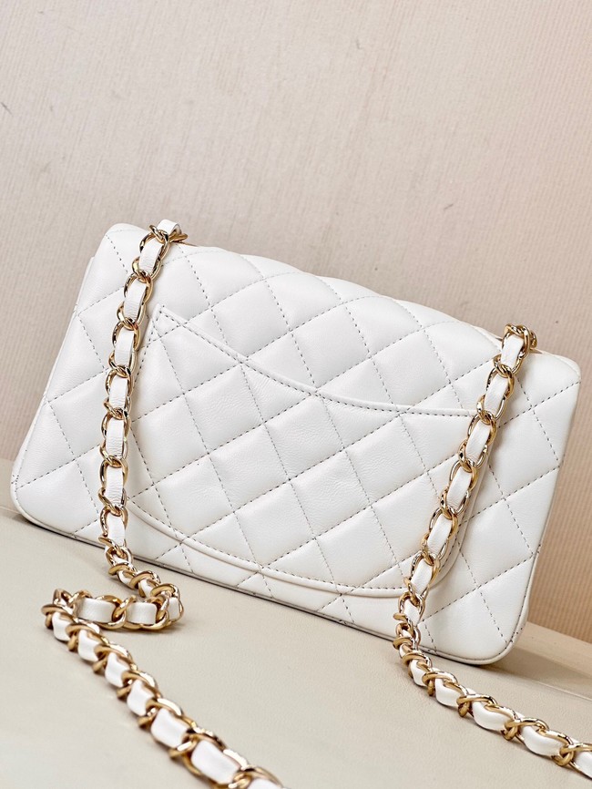 Chanel MINI CLASSIC HANDBAG Lambskin & Gold-Tone Metal A69900 white