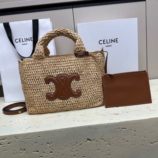 CELINE SMALL CABAS THAIS IN RAFFIA AND CALFSKIN 116302