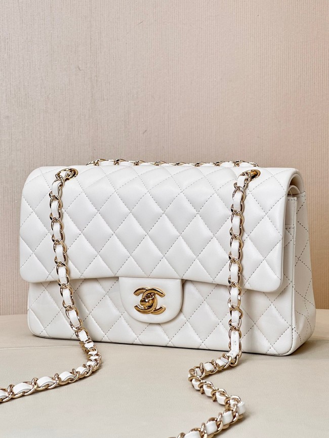 Chanel CLASSIC 11.12 HANDBAG Lambskin & Gold-Tone Metal A01112 white