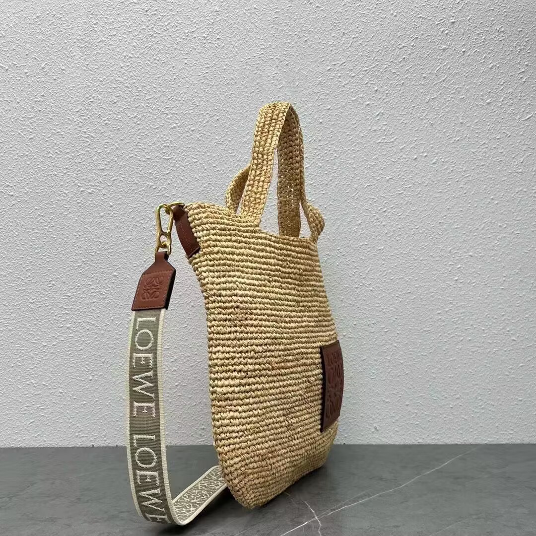 Loewe Woven Raffia Slit Mini Tote Bag 82020 Tan