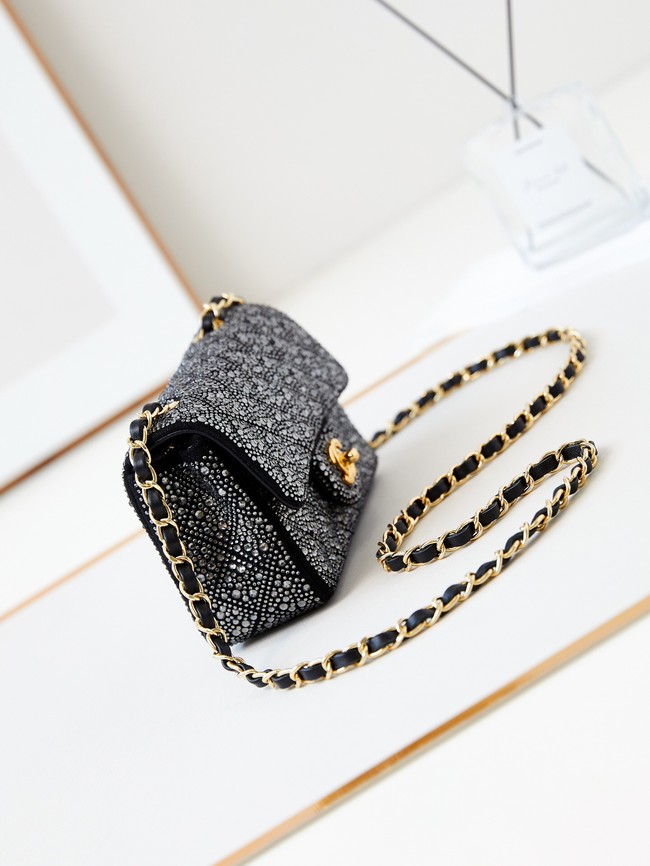 Chanel MINI CLASSIC HANDBAG imitation crystal chain bag A69900 black