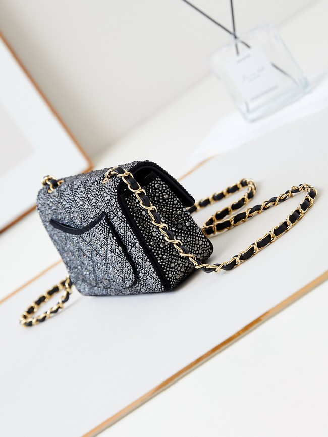 Chanel MINI CLASSIC HANDBAG imitation crystal chain bag A69900 black