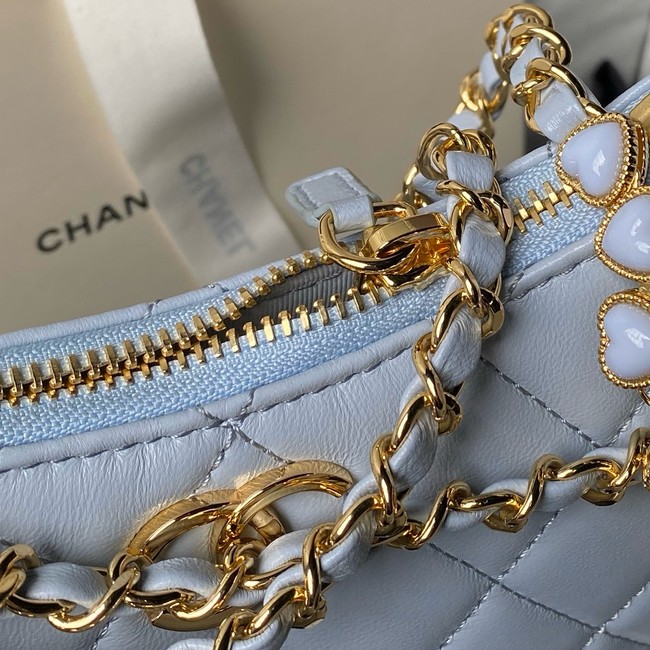 Chanel HOBO HANDBAG Lambskin & Gold-Tone Metal AS3786 light blue