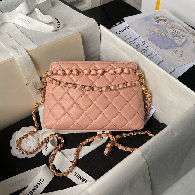 Chanel HOBO HANDBAG Lambskin & Gold-Tone Metal AS3787 pink