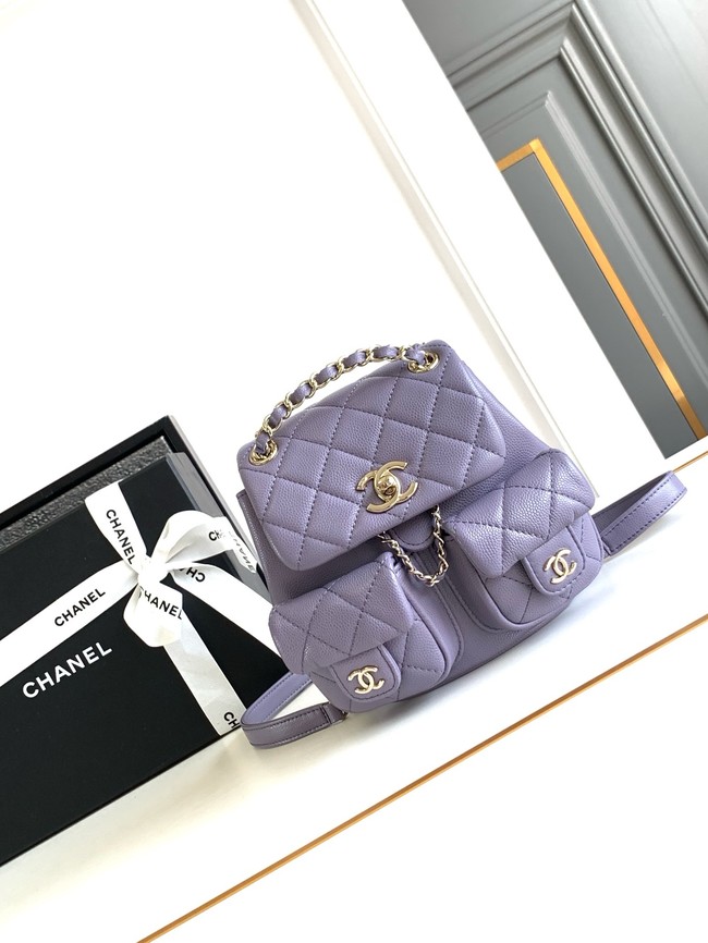 Chanel SMALL BACKPACK Calfskin & Gold-Tone Metal AS3787 Light Purple