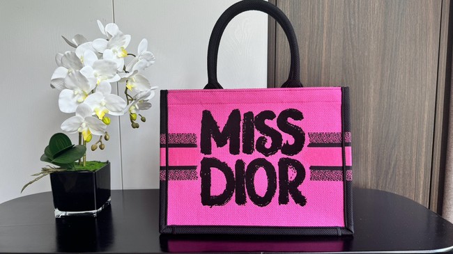 Small Dior Book Tote Two-Tone Fuchsia and Purple Miss Dior Graffiti Embroidery M1265Z