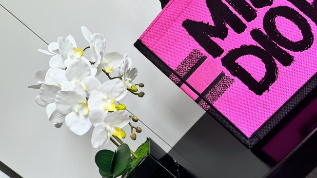 Small Dior Book Tote Two-Tone Fuchsia and Purple Miss Dior Graffiti Embroidery M1265Z