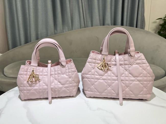 Small Dior Toujours Bag Macrocannage Calfskin M2822OSIY pink