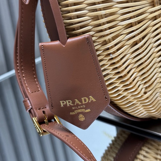 Prada Wicker and leather Prada Arque bag 1BC202 Natural