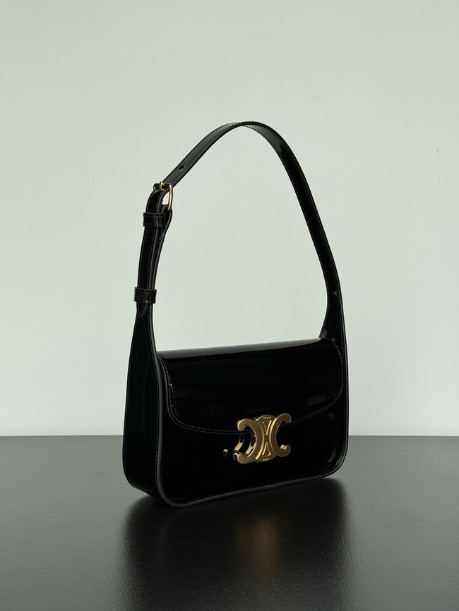 CELINE SHOULDER BAG TERENCE IN PATENT CALFSKIN 118313 black