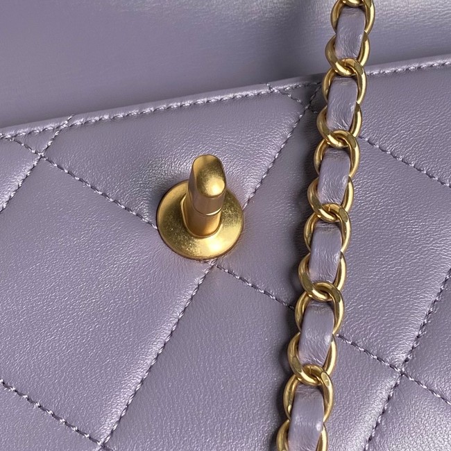 CHANEL CLUTCH Lambskin & Gold-Tone Metal AS5038 Purple