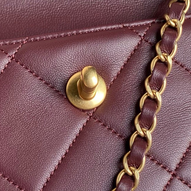 CHANEL CLUTCH Lambskin & Gold-Tone Metal AS5038 Wine