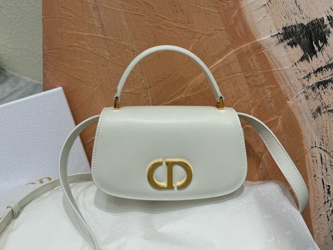 Dior Small 30 Montaigne Avenue Top Handle Bag Ribbed Calfskin M9370UNQ white