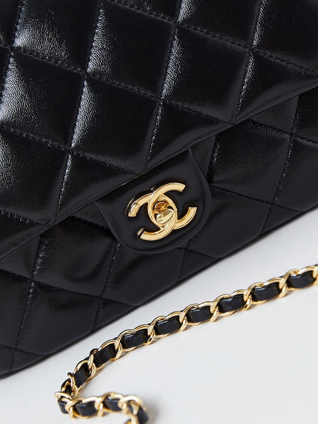 CHANEL 24B MINI FLAP BAG WITH TOP HANDLE AS5043 black