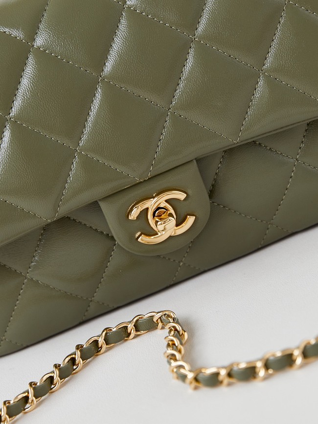 CHANEL 24B MINI FLAP BAG WITH TOP HANDLE AS5043 green