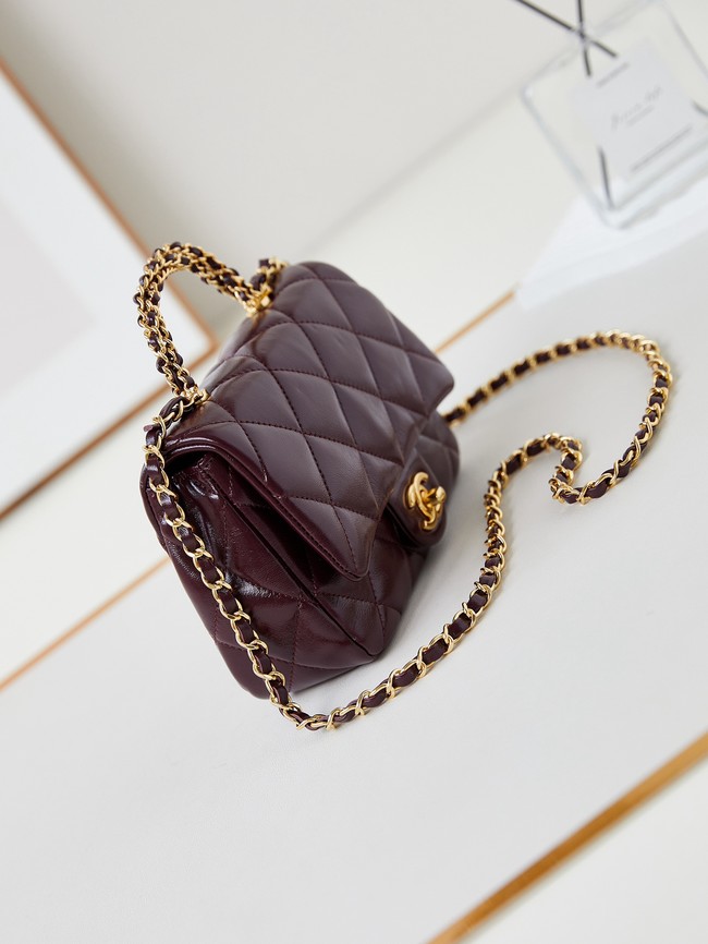 CHANEL MINI FLAP BAG WITH TOP HANDLE AS5032 Burgundy