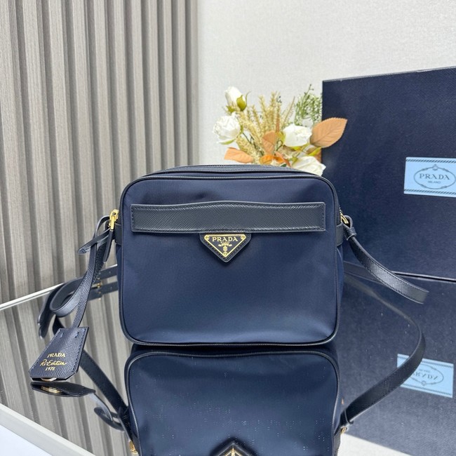 Prada Re-Edition 1978 Re-Nylon and Saffiano leather mini shoulder bag 1BH218 Navy