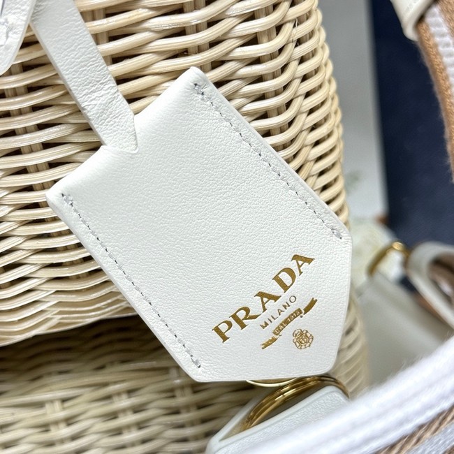 Prada Wicker and leather Prada Arque bag 1BG469 white