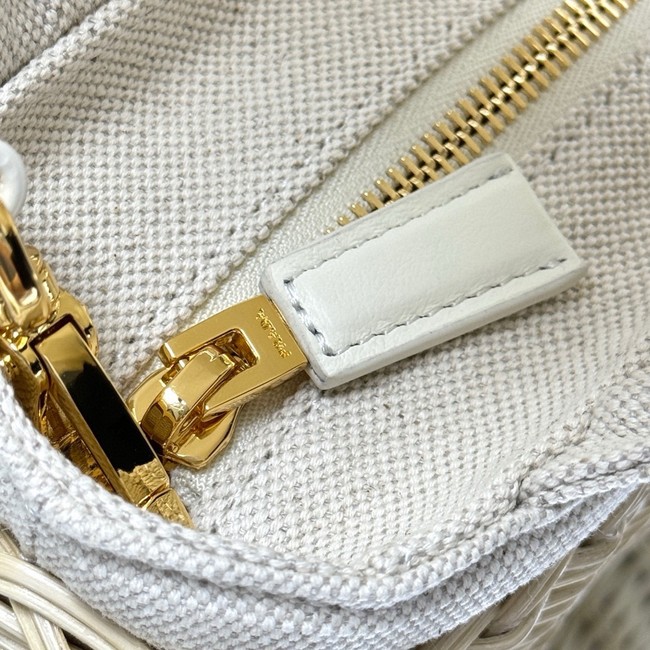 Prada Wicker and leather Prada Arque bag 1BG469 white