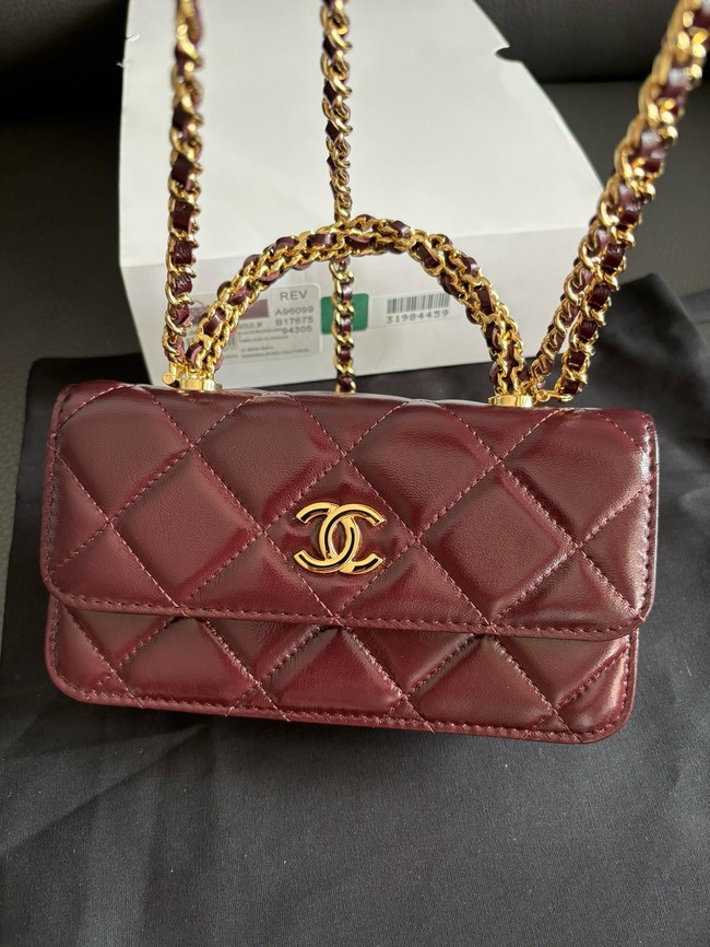 CHANEL CLUTCH WITH CHAIN AP3954 Burgundy