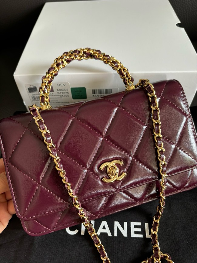 CHANEL FLAP PHONE HOLDER WITH CHAIN AP4167 Burgundy