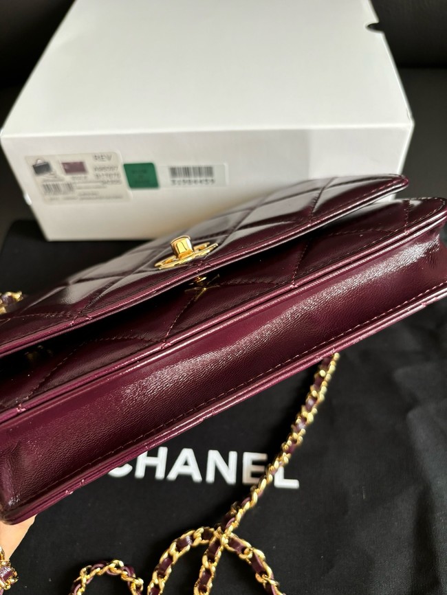 CHANEL FLAP PHONE HOLDER WITH CHAIN AP4167 Burgundy