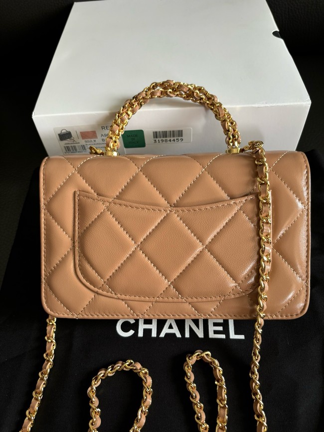 CHANEL FLAP PHONE HOLDER WITH CHAIN AP4167 Dark Beige