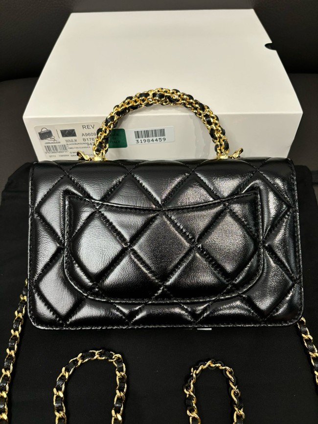 CHANEL FLAP PHONE HOLDER WITH CHAIN AP4167 black