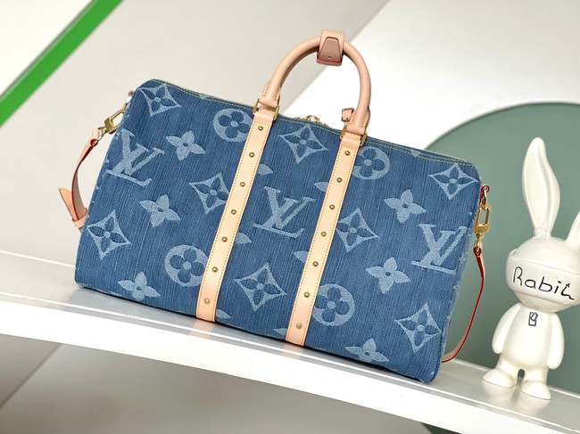 Louis Vuitton Keepall Bandouliere 45 NEW M24315 Denim Blue