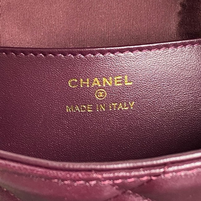 Chanel Shiny Lambskin & Gold-Tone Metal AP4189 Burgundy