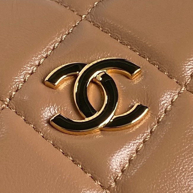 Chanel Shiny Lambskin & Gold-Tone Metal AP4189 Dark Beige