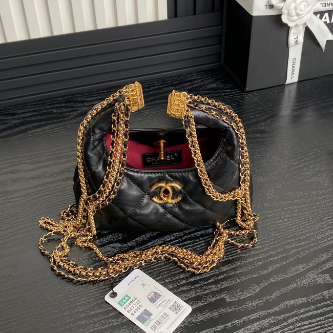 Chanel Shiny Lambskin & Gold-Tone Metal AS4966 black