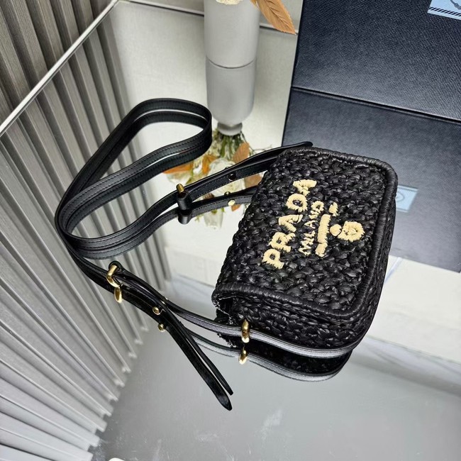 Prada Leather weave shoulder bag 1BD362 black