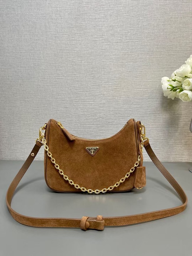 Prada Re-Edition suede mini-bag 1BC204 Cocoa Brown