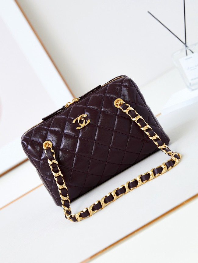 Chanel HANDBAG Lambskin & Gold-Tone Metal AS5152 Burgundy