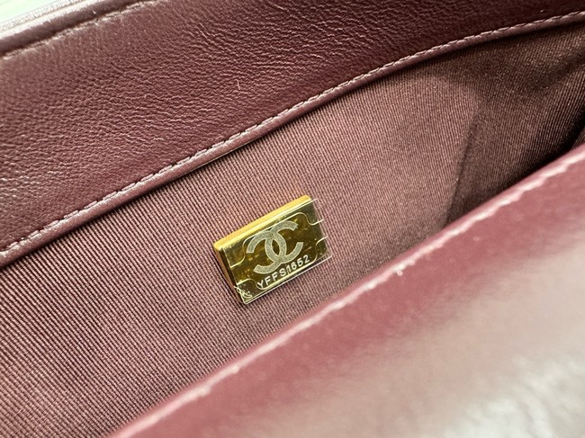 Chanel MINI 2.55 HANDBAG Lambskin & Gold-Tone Metal AS5027 Burgundy