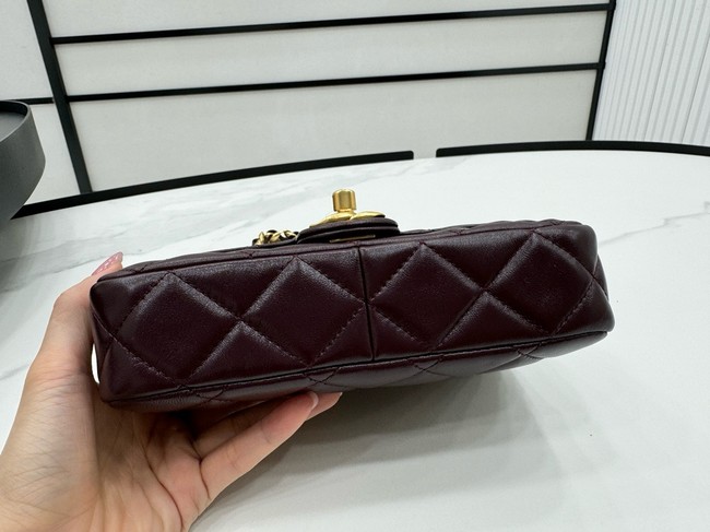 Chanel MINI 2.55 HANDBAG Lambskin & Gold-Tone Metal AS5027 Burgundy