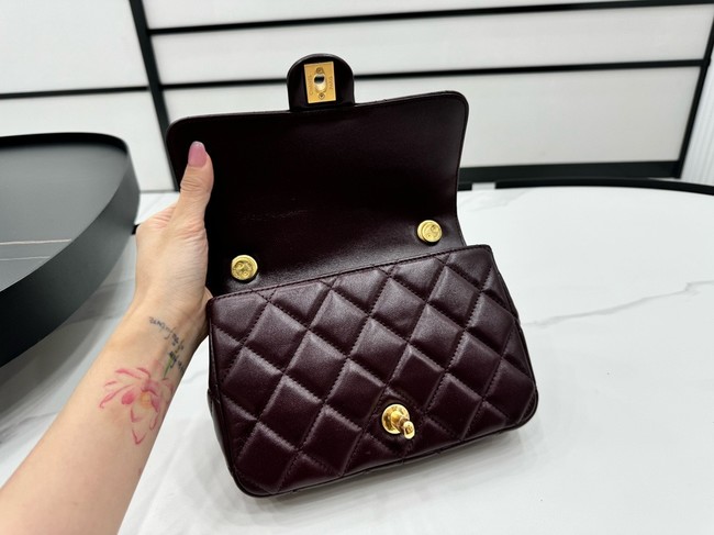 Chanel MINI 2.55 HANDBAG Lambskin & Gold-Tone Metal AS5027 Burgundy