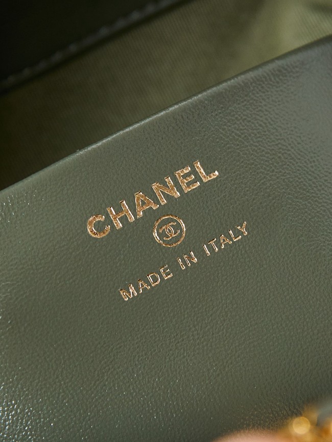 Chanel Shiny Lambskin & Gold-Tone Metal AP4189 Khaki