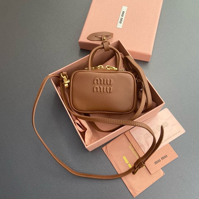 MIU MIU MINI Leather Handle Bag 5BB159 Camel