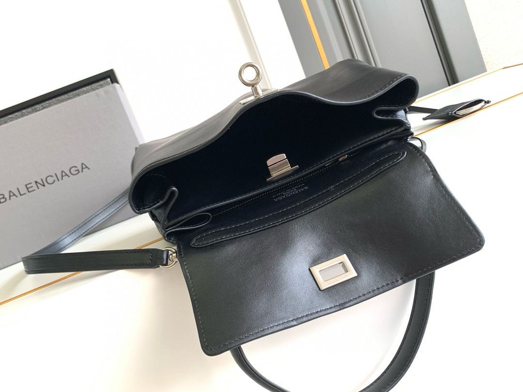 Balenciaga Rodeo Mini Handbag in black smooth calfskin 9027 aged-silver hardware 