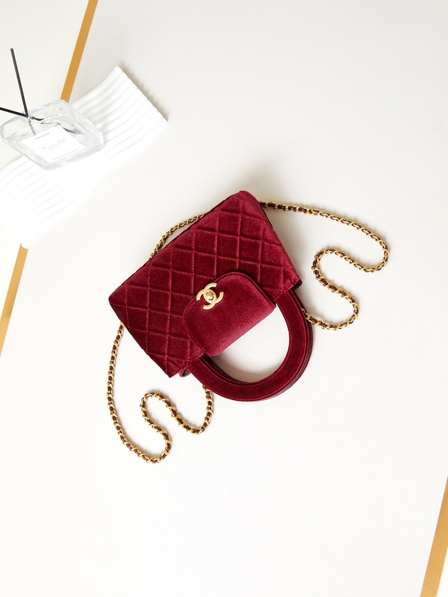 Chanel MINI SHOPPING BAG Velvet & Gold-Tone Metal AS4416 Burgundy