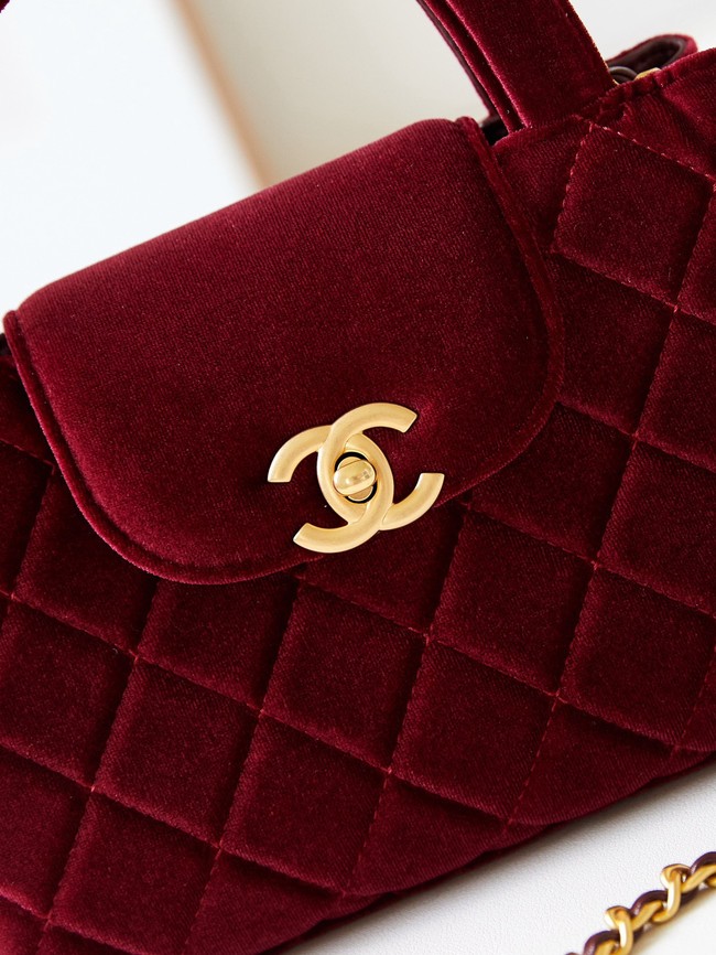 Chanel MINI SHOPPING BAG Velvet & Gold-Tone Metal AS4416 Burgundy