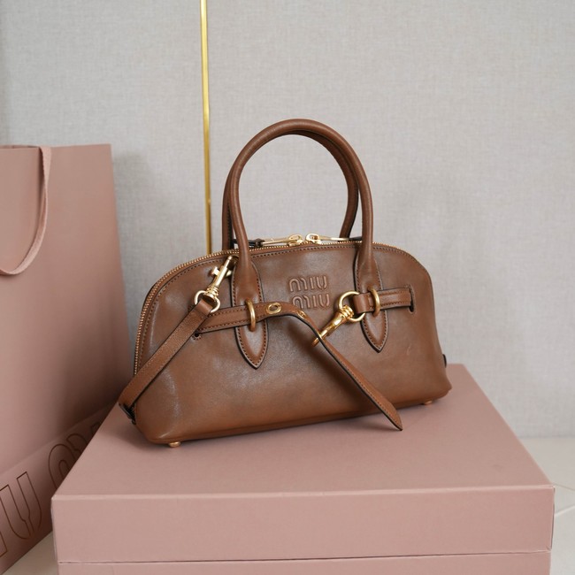 MIU MIU Leather Handle Bag 5BB168 brown