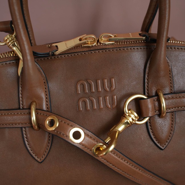 MIU MIU Leather Handle Bag 5BB168 brown