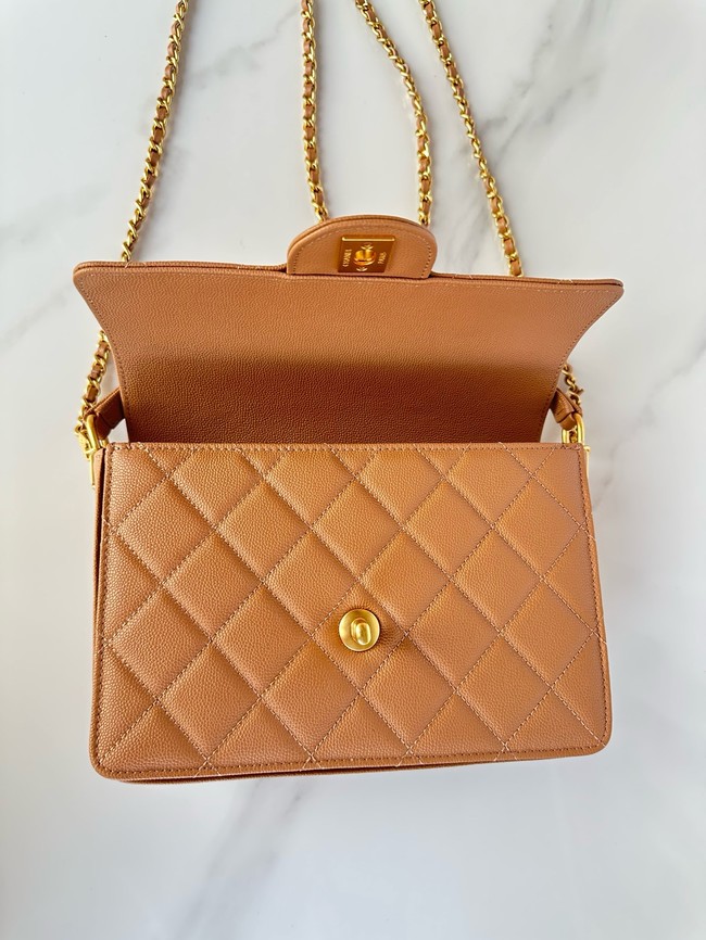 Chanel FLAP BAG WITH TOP HANDLE AS5166 Camel