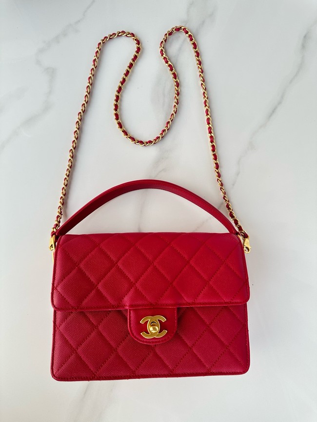 Chanel FLAP BAG WITH TOP HANDLE AS5166 red